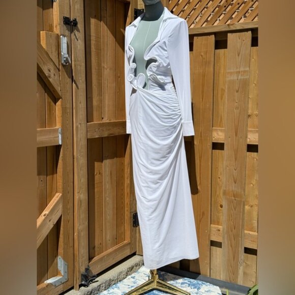 🆕 CHRISTOPHER ESBER 🧿 NWOT Venus Plunge Shirt Maxi Dress, White - Sz AU10 US 6 - Picture 11 of 16